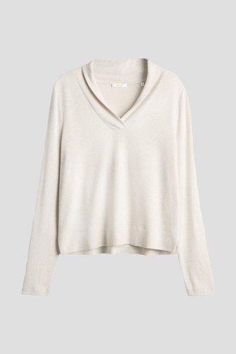 Voorkant van Lichtbeige T-shirt met V-hals door Opus voor Dames