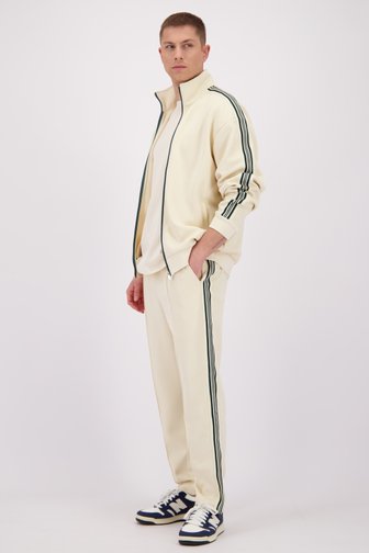 Voorkant van Lichtbeige trainingsbroek met groene strepen door Only & Sons voor Heren