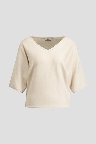 Voorkant van Lichtbeige trui met V-hals door Libelle voor Dames