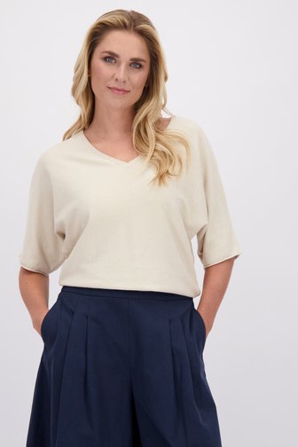 Voorkant van Lichtbeige trui met V-hals door Libelle voor Dames