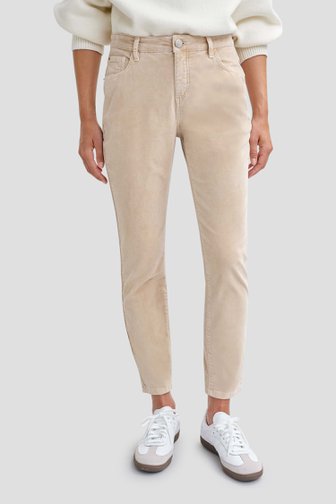 Lichtbeige velours broek - Slim fit van Opus voor Dames
