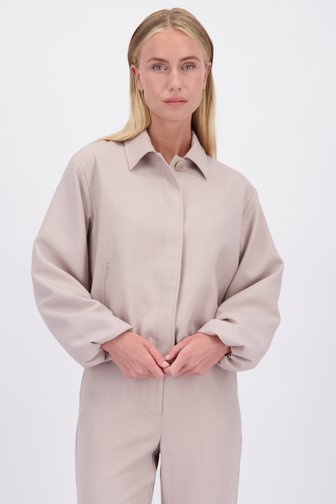 Voorkant van Lichtbeige vest met hemdkraag door D'Auvry voor Dames