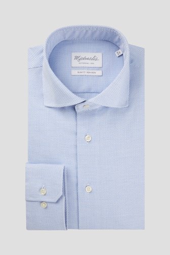 Lichtblauw, fijn gestipt hemd - Slim fit van Michaelis voor Heren