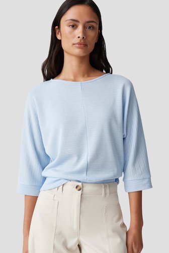 Lichtblauw gebreid T-shirt met vleermuismouwen van Opus voor Dames