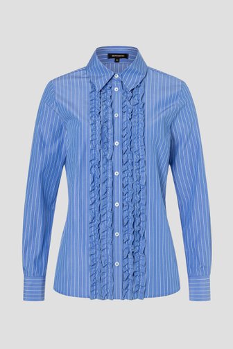 Lichtblauw gestreepte blouse met ruches van More & More voor Dames
