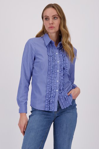 Lichtblauw gestreepte blouse met ruches van More & More voor Dames