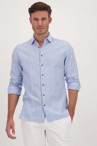 Lichtblauw linnen hemd - Regular fit