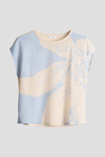Lichtblauw T-shirt met ecru print van Opus voor Dames