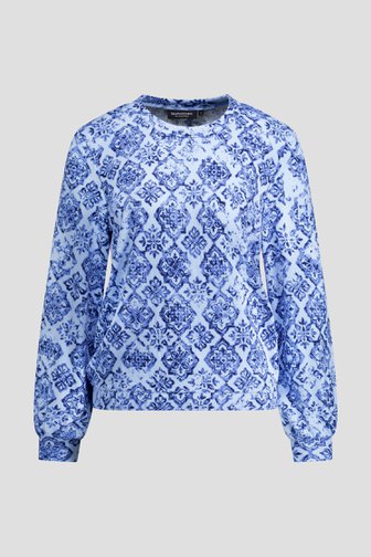 Productfoto 1 van Lichtblauw T-shirt met mediterrane print door Signature voor Dames