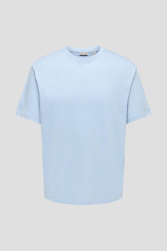 Voorkant van Lichtblauw T-shirt met ronde hals door Only & Sons voor Heren