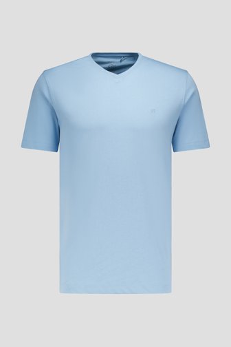 Lichtblauw T-shirt met V-hals  van Ravøtt voor Heren