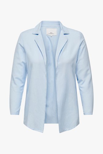 Voorkant van Lichtblauwe blazer met linnen door ONLY Carmakoma voor Dames