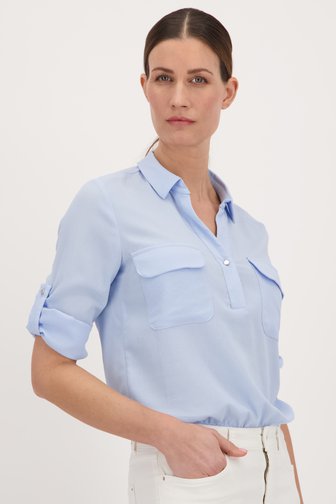Lichtblauwe blouse met borstzakken van More & More voor Dames