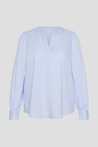 Voorkant van Lichtblauwe blouse met gestreepte structuur door Kaffe Curve voor Dames