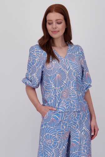 Lichtblauwe blouse met schelpenprint van Libelle voor Dames