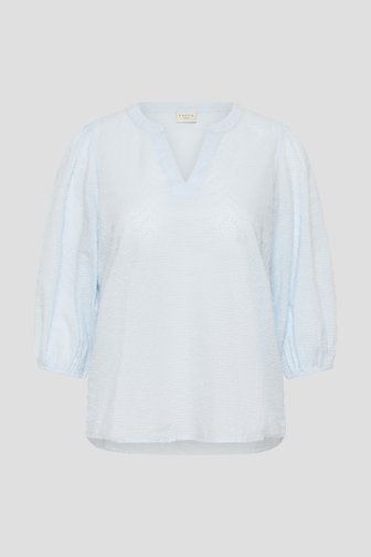 Voorkant van Lichtblauwe blouse met structuur door Kaffe Curve voor Dames