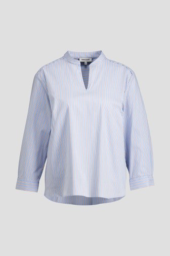 Productfoto 1 van Lichtblauwe blouse met witte en beige strepen door More & More voor Dames