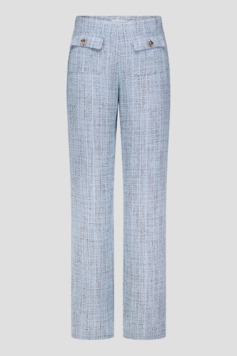 Voorkant van Lichtblauwe bouclé broek door D'Auvry voor Dames