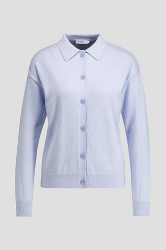 Voorkant van Lichtblauwe cardigan met kraag door Liberty Island voor Dames