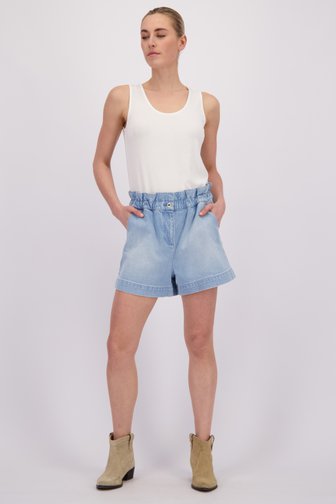 Voorkant van Lichtblauwe denim short met elastische taille door Liberty Island Denim voor Dames