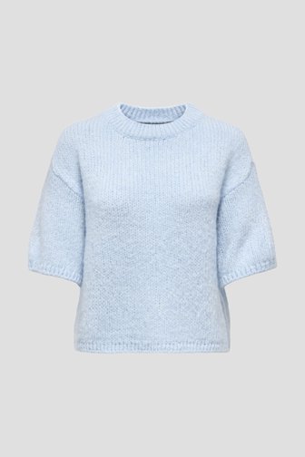 Voorkant van Lichtblauwe gebreide trui met korte mouwen door JDY voor Dames