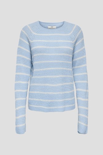 Productfoto 2 van Lichtblauwe gebreide trui met wit gestreept motief door JDY voor Dames