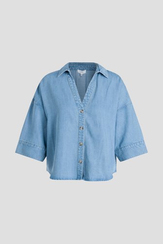 Productfoto 1 van Lichtblauwe jeansblouse met 3/4 mouwen door Yest Curve voor Dames