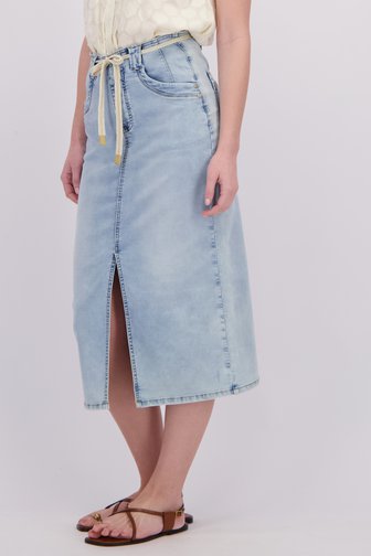 Voorkant van Lichtblauwe midirok met split  door Geisha voor Dames