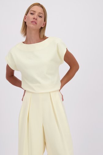 Voorkant van Lichtgeel geribd T-shirt door D'Auvry voor Dames