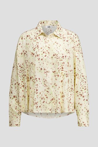 Voorkant van Lichtgele blouse met print door Louise voor Dames