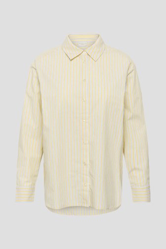 Productfoto 1 van Lichtgele gestreepte katoenen blouse door Kaffe Curve voor Dames