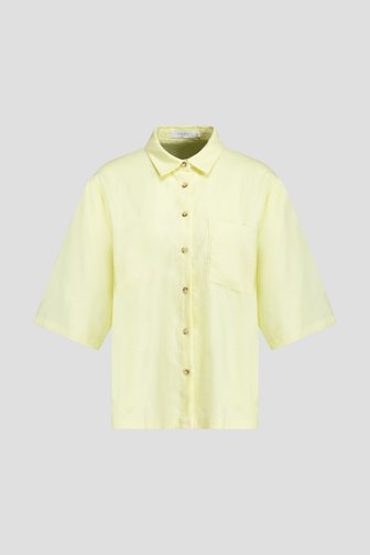 Voorkant van Lichtgele linnen blouse door Liberty Island voor Dames