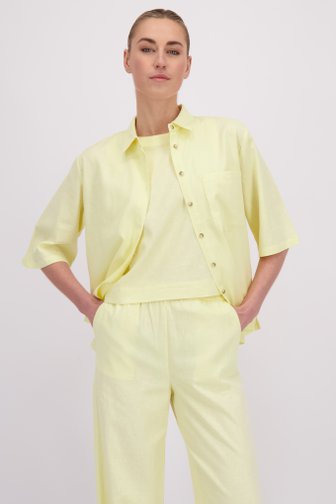 Voorkant van Lichtgele linnen blouse door Liberty Island voor Dames