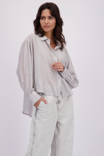 Voorkant van Lichtgrijze blouse in glansstof door Louise voor Dames