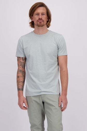 Voorkant van Lichtgroen gestreept T-shirt  door Ravøtt voor Heren