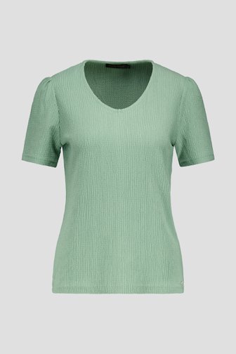 Lichtgroen T-shirt met gewafelde structuur van Claude Arielle voor Dames