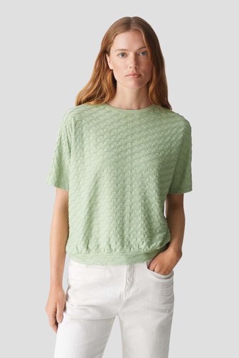 Lichtgroen T-shirt met structuur van Opus voor Dames