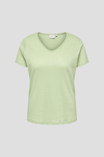 Lichtgroen truitje met glitter en ronde hals van Only Carmakoma voor Dames