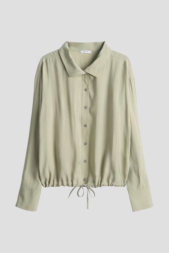 Voorkant van Lichtgroene blouse met trekkoord door Opus voor Dames