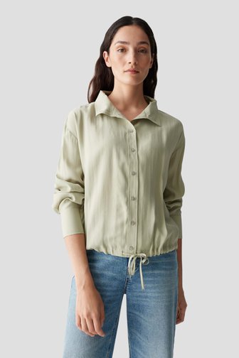 Voorkant van Lichtgroene blouse met trekkoord door Opus voor Dames