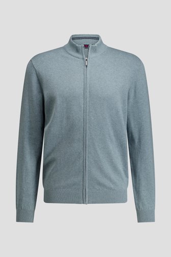 Voorkant van Lichtgroene cardigan met rits door Dansaert Blue voor Heren