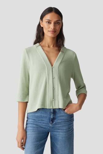 Lichtgroene gebreide cardigan met 3/4-mouwen van Opus voor Dames