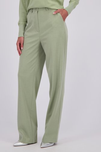 Voorkant van Lichtgroene geklede broek met vouw  door D'Auvry Studio voor Dames