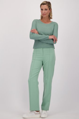 Voorkant van Lichtgroene geklede broek - Straight fit door Claude Arielle voor Dames
