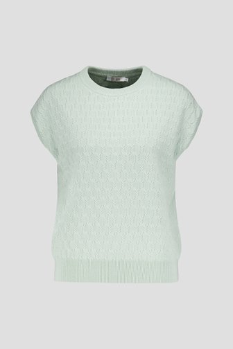 Voorkant van Lichtgroene kabeltrui zonder mouwen door Liberty Loving nature voor Dames