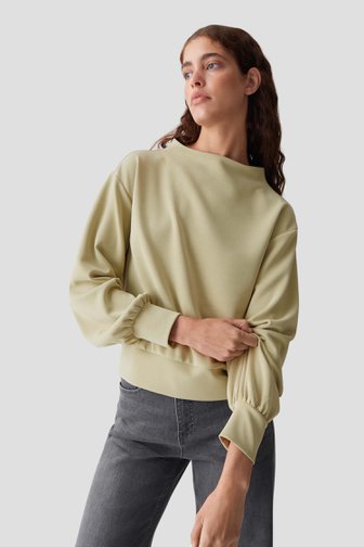 Voorkant van Lichtgroene sweater met ballonmouwen door Opus voor Dames