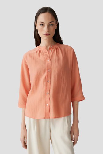 Opus Lichtoranje blouse met driekwartmouwen