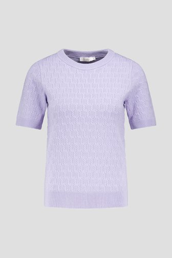 Voorkant van Lichtpaarse kabeltrui met korte mouwen door Liberty Loving nature voor Dames