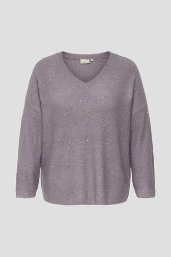 Productfoto 1 van Lichtpaarse trui met glitter door ONLY Carmakoma voor Dames