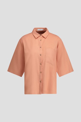 Voorkant van Lichtroze linnen blouse door Liberty Island voor Dames